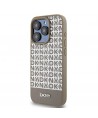 DKNY Leather Printed Pattern Metal Logo MagSafe Case for iPhone 15 Pro - Brown
