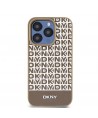 DKNY Leather Printed Pattern Metal Logo MagSafe Case for iPhone 15 Pro - Brown