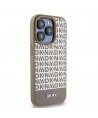 DKNY Leather Printed Pattern Metal Logo MagSafe Case for iPhone 15 Pro - Brown