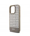 DKNY Leather Printed Pattern Metal Logo MagSafe Case for iPhone 15 Pro - Brown