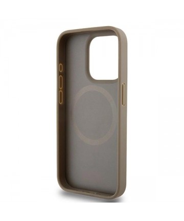 DKNY Leather Printed Pattern Metal Logo MagSafe Case for iPhone 15 Pro - Brown