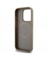 DKNY Leather Printed Pattern Metal Logo MagSafe Case for iPhone 15 Pro - Brown