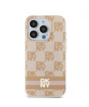 DKNY IML Checkered Mono Pattern & Printed Stripes MagSafe case for iPhone 15 / 14 / 13 - pink