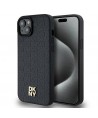 DKNY Leather Pattern Metal Logo MagSafe Case for iPhone 15/14/13 - Black