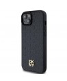 DKNY Leather Pattern Metal Logo MagSafe Case for iPhone 15/14/13 - Black
