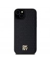 DKNY Leather Pattern Metal Logo MagSafe Case for iPhone 15/14/13 - Black