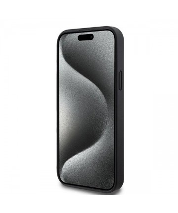 DKNY Leather Pattern Metal Logo MagSafe Case for iPhone 15/14/13 - Black