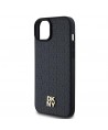 DKNY Leather Pattern Metal Logo MagSafe Case for iPhone 15/14/13 - Black