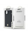 DKNY Leather Pattern Metal Logo MagSafe Case for iPhone 15/14/13 - Black
