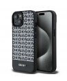 DKNY Leather Printed Pattern Metal Logo MagSafe Case for iPhone 15/14/13 - Black