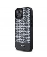 DKNY Leather Printed Pattern Metal Logo MagSafe Case for iPhone 15/14/13 - Black