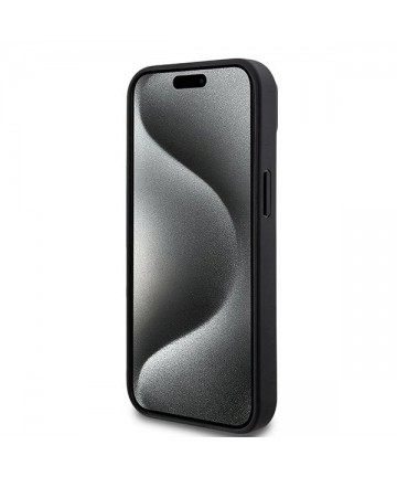 DKNY Leather Printed Pattern Metal Logo MagSafe Case for iPhone 15/14/13 - Black