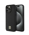 DKNY Leather Monogram Pattern Metal Logo MagSafe Case for iPhone 15 Pro Max - Black