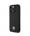 DKNY Leather Monogram Pattern Metal Logo MagSafe Case for iPhone 15 Pro Max - Black