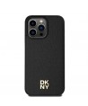 DKNY Leather Monogram Pattern Metal Logo MagSafe Case for iPhone 15 Pro Max - Black