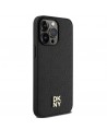 DKNY Leather Monogram Pattern Metal Logo MagSafe Case for iPhone 15 Pro Max - Black