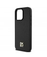DKNY Leather Monogram Pattern Metal Logo MagSafe Case for iPhone 15 Pro Max - Black
