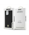 DKNY Leather Monogram Pattern Metal Logo MagSafe Case for iPhone 15 Pro Max - Black
