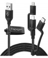 Spigen C10i3 Braided USB to Lightning / Type-C / micro USB Cable Μαύρο 1.5m (000CB22774)