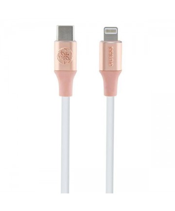 Guess Ebossed Logo USB-C / Lightning Cable 1.5m Fast Charging - Pink