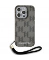 Karl Lagerfeld IML Mono KL Pattern & Cord case for iPhone 15 Pro - black