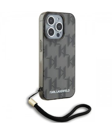 Karl Lagerfeld IML Mono KL Pattern & Cord case for iPhone 15 Pro - black