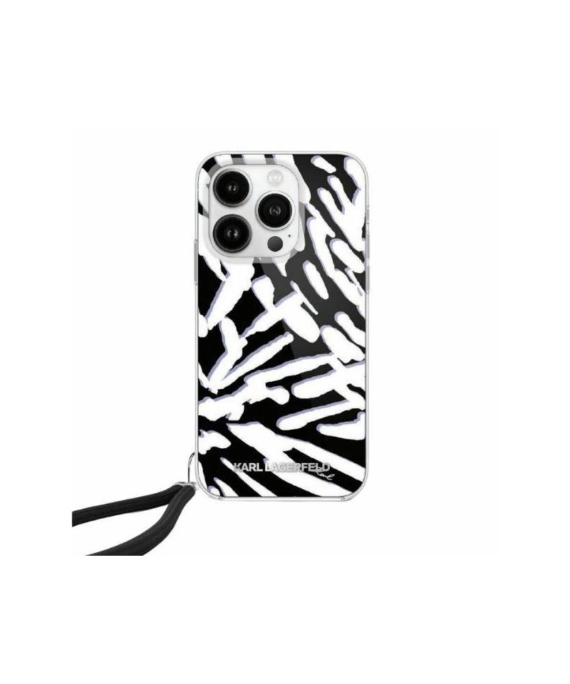 Karl Lagerfeld IML Zebra Pattern & Cord case for iPhone 15 Pro - black