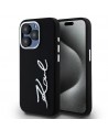 Karl Lagerfeld Silicone Metal Script Logo case for iPhone 15 Pro - black