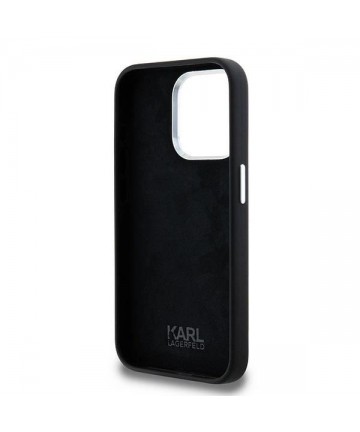 Karl Lagerfeld Silicone Metal Script Logo case for iPhone 15 Pro - black