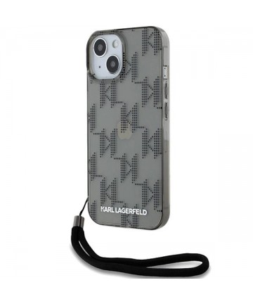 Karl Lagerfeld IML Mono KL Pattern & Cord case for iPhone 15 / 14 / 13 - black