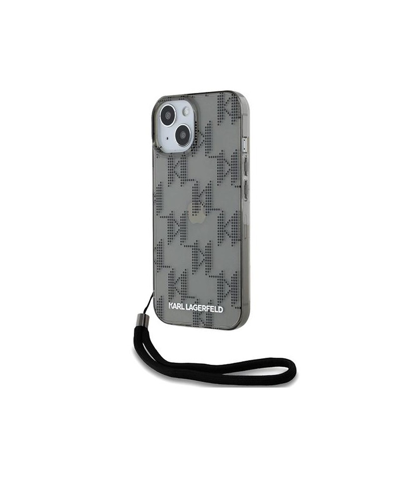Karl Lagerfeld IML Mono KL Pattern & Cord case for iPhone 15 / 14 / 13 - black