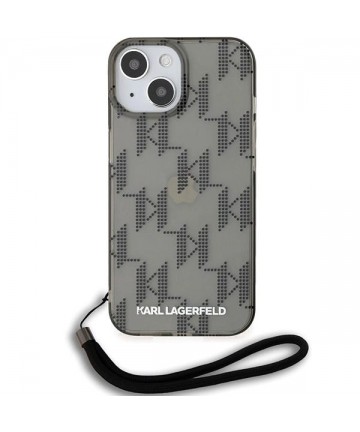 Karl Lagerfeld IML Mono KL Pattern & Cord case for iPhone 15 / 14 / 13 - black