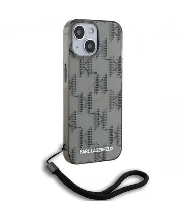 Karl Lagerfeld IML Mono KL Pattern & Cord case for iPhone 15 / 14 / 13 - black