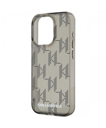 Karl Lagerfeld IML Mono KL Pattern & Cord case for iPhone 15 Pro Max - black