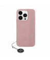 Karl Lagerfeld Saffiano Rhinestones & Charm case for iPhone 15 Pro Max - pink
