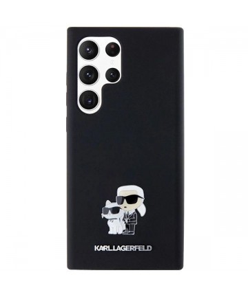 Karl Lagerfeld Silicone Karl&Choupette Metal Pin case for Samsung Galaxy S24 Ultra - black