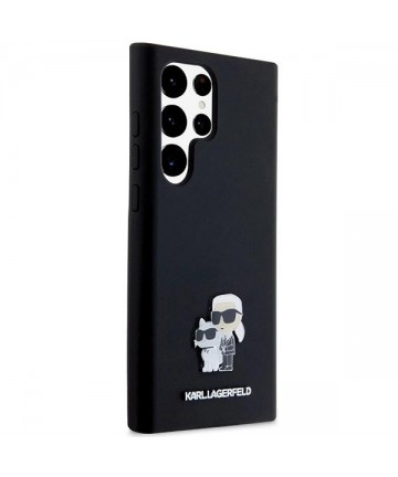 Karl Lagerfeld Silicone Karl&Choupette Metal Pin case for Samsung Galaxy S24 Ultra - black