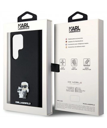 Karl Lagerfeld Silicone Karl&Choupette Metal Pin case for Samsung Galaxy S24 Ultra - black
