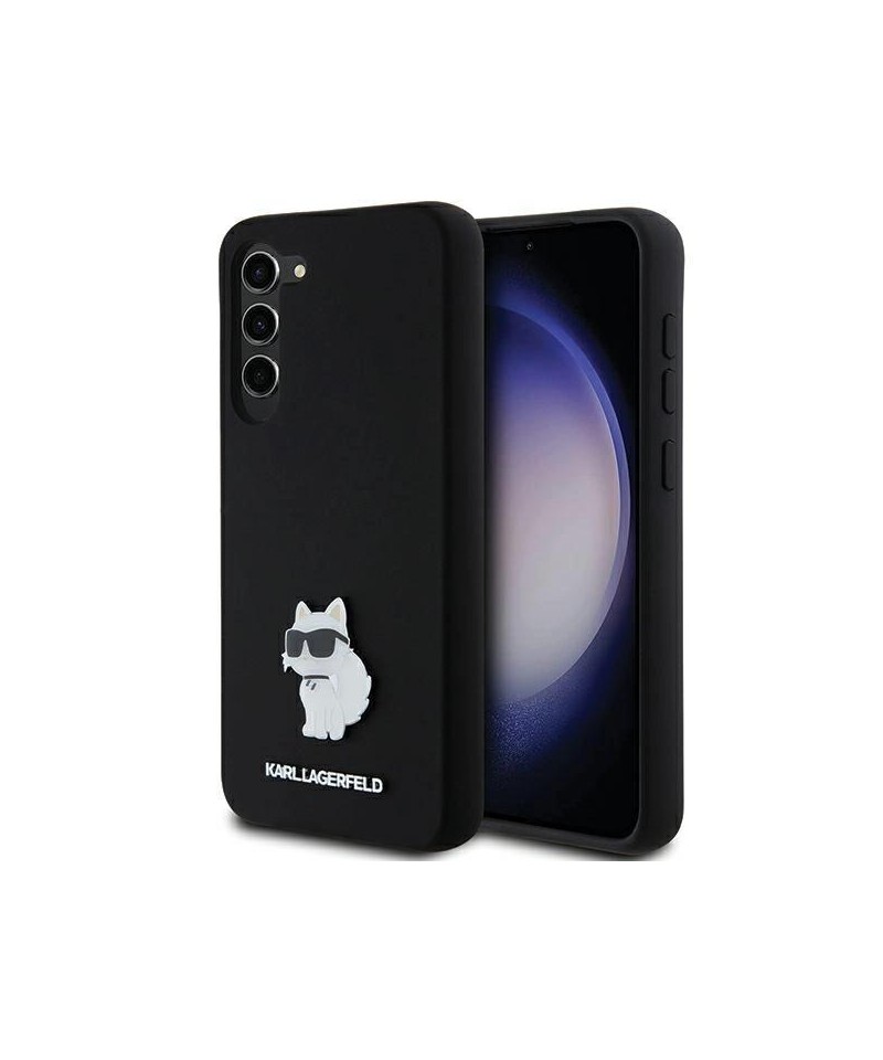 Karl Lagerfeld Silicone Choupette Metal Pin case for Samsung Galaxy S24+ - black