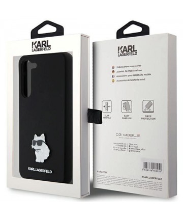 Karl Lagerfeld Silicone Choupette Metal Pin case for Samsung Galaxy S24+ - black