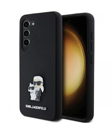 Karl Lagerfeld Silicone Karl&Choupette Metal Pin case for Samsung Galaxy S24 - black