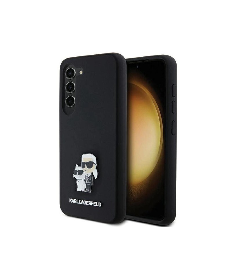 Karl Lagerfeld Silicone Karl&Choupette Metal Pin case for Samsung Galaxy S24 - black
