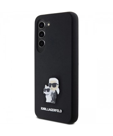 Karl Lagerfeld Silicone Karl&Choupette Metal Pin case for Samsung Galaxy S24 - black