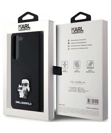 Karl Lagerfeld Silicone Karl&Choupette Metal Pin case for Samsung Galaxy S24 - black