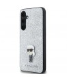 Karl Lagerfeld Fixed Glitter Ikonik Logo Metal Pin case for Samsung Galaxy A35 - silver
