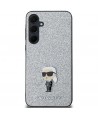 Karl Lagerfeld Fixed Glitter Ikonik Logo Metal Pin case for Samsung Galaxy A35 - silver
