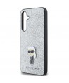 Karl Lagerfeld Fixed Glitter Ikonik Logo Metal Pin case for Samsung Galaxy A35 - silver
