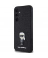 Karl Lagerfeld Fixed Glitter Ikonik Logo Metal Pin case for Samsung Galaxy A35 - black