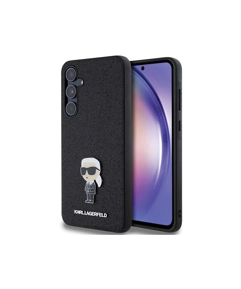 Karl Lagerfeld Fixed Glitter Ikonik Logo Metal Pin case for Samsung Galaxy A55 - black