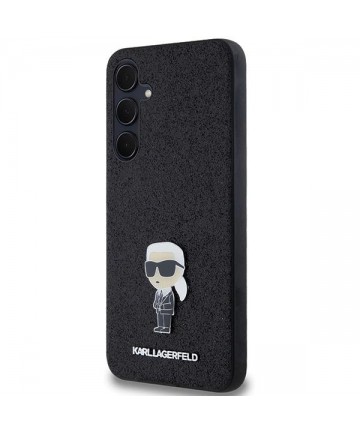 Karl Lagerfeld Fixed Glitter Ikonik Logo Metal Pin case for Samsung Galaxy A55 - black